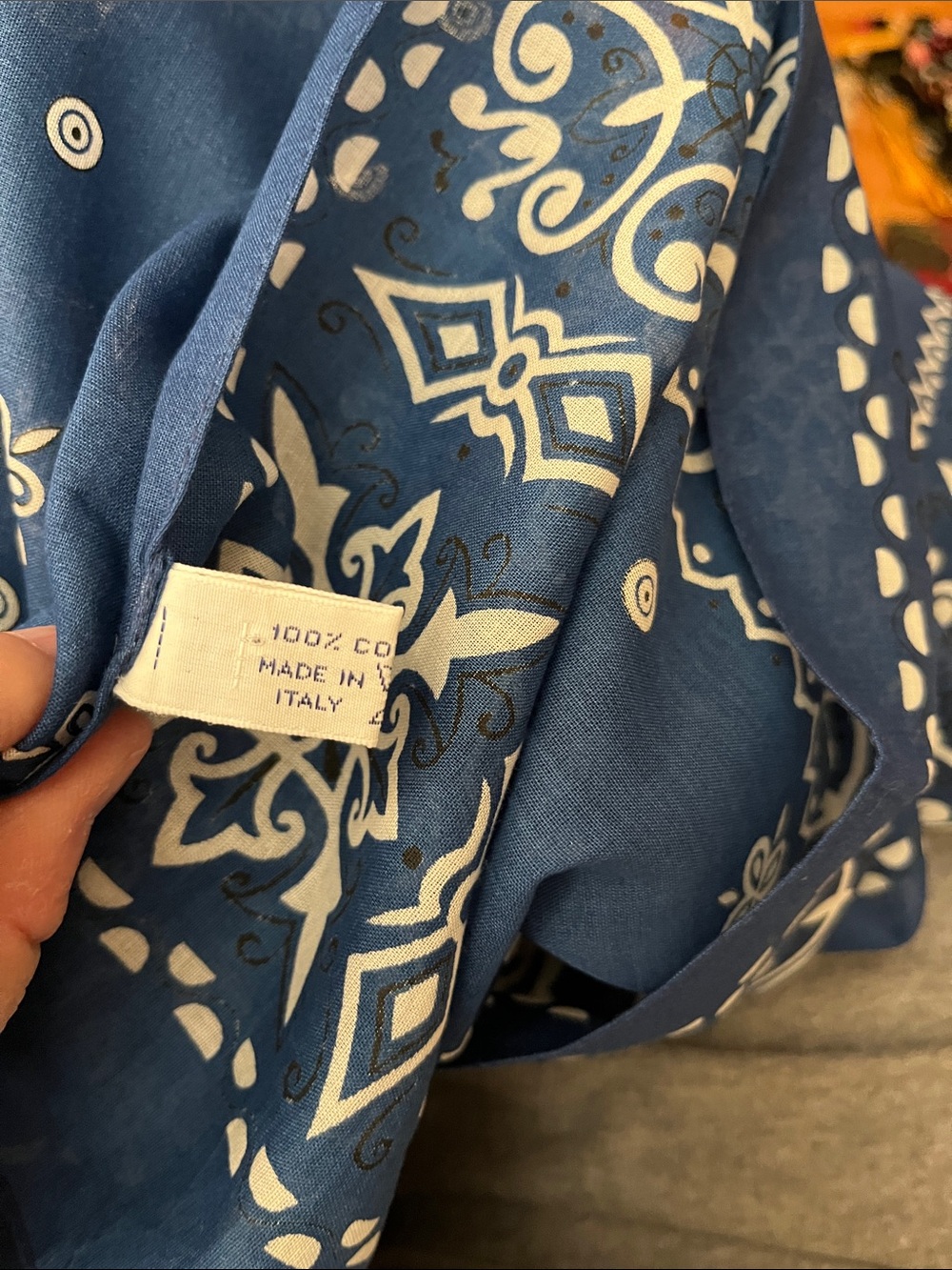 J Crew Navy blue Bandana Print Oversized Scarf Wrap - Picture 5 of 5